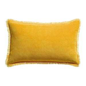 Cuscino in Puro Cotone Vellutato a Frange Tinta Unita - Fara Cuscino Vivaraise 40x65 Curry 
