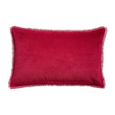 Cuscino in Puro Cotone Vellutato a Frange Tinta Unita - Fara Cuscino Vivaraise 40x65 Rubino 