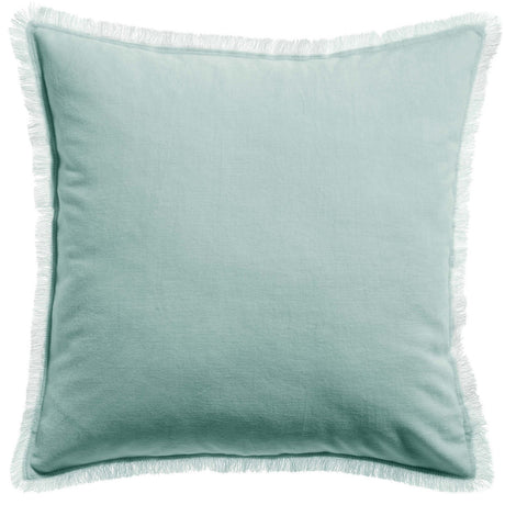 Cuscino in Puro Cotone Vellutato a Frange Tinta Unita - Fara Cuscino Vivaraise 45x45 Ghiaccio 