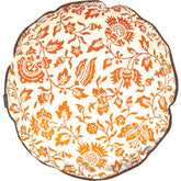 Cuscino Tondo in Velluto Stampato Fantasia Floreale - Orange Dream 