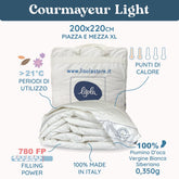 Daunex Courmayeur Piumino Siberiano Light Piumino d'oca Daunex 200 x 220 (Piazza e Mezza Extra Lungo) 