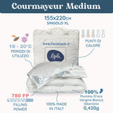Daunex Courmayeur Piumino Siberiano Medium Piumino d'oca Daunex 155 x 220 (Singolo Extra Lungo) 