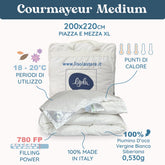 Daunex Courmayeur Piumino Siberiano Medium Piumino d'oca Daunex 200 x 220 (Piazza e Mezza Extra Lungo) 