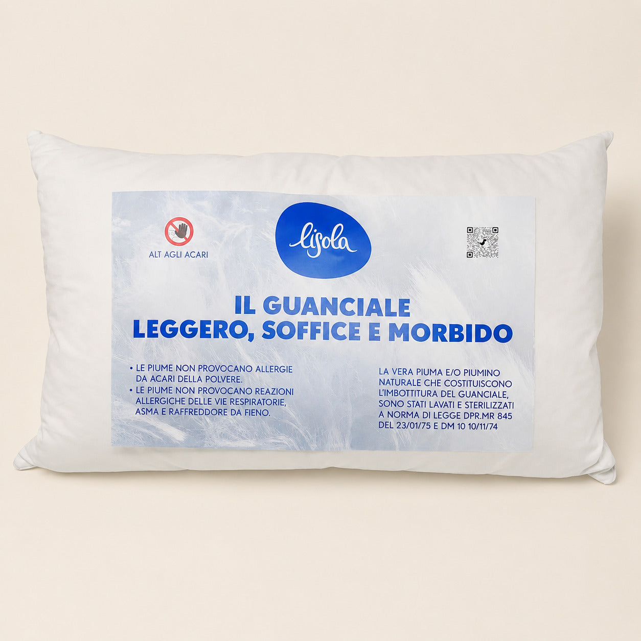 Guanciale in Piumino e Piumette - Equilibrio Guanciale Lisola 