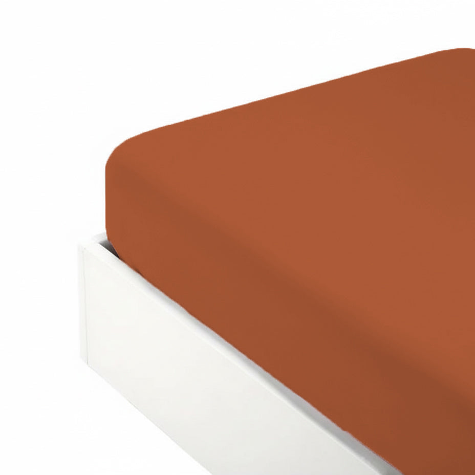 Lenzuolo da sotto con angoli in Percalle di cotone tinta unita - Arianna Lenzuolo Sotto Fazzini Singolo Arancio 