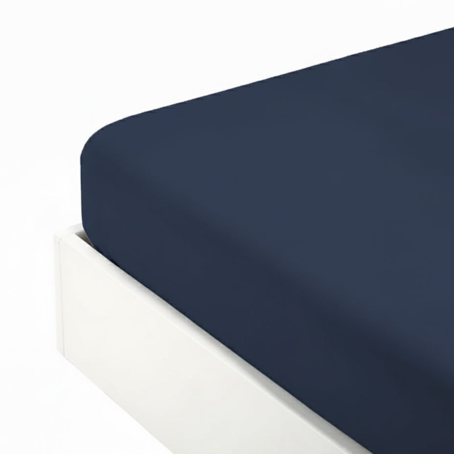 Lenzuolo da sotto con angoli in Percalle di cotone tinta unita - Arianna Lenzuolo Sotto Fazzini Singolo Blu 