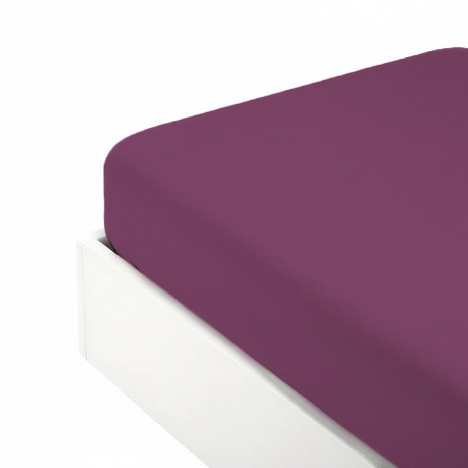 Lenzuolo da sotto con angoli in Percalle di cotone tinta unita - Arianna Lenzuolo Sotto Fazzini Singolo Viola 