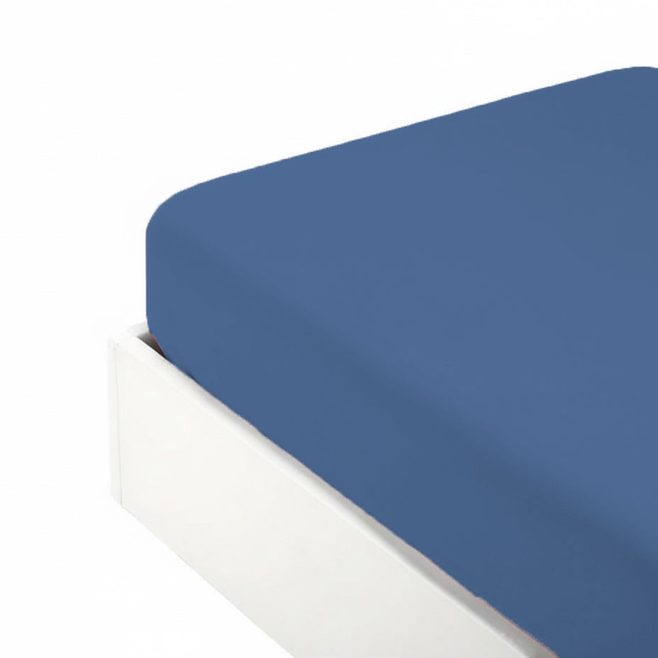 Lenzuolo da sotto con angoli in Percalle di cotone tinta unita - Arianna Lenzuolo Sotto Fazzini Singolo Zaffiro 