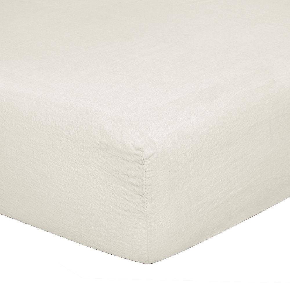Lenzuola da Sotto con angoli in Puro Lino StoneWashed No Stiro Lenzuolo Sotto Loft by BiancoPerla Singola Avorio 