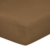 Lenzuola da Sotto con angoli in Puro Lino StoneWashed No Stiro 24 Colori - Luxury Lenzuolo Sotto Lisola Singola Nocciola 