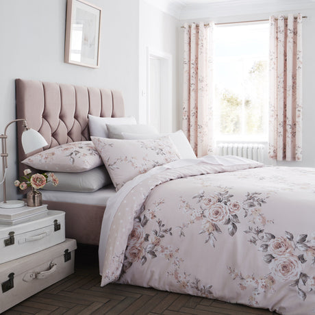 Parure Copripiumino Cotone Fantasia Double Face - Canterbury Copripiumino Catherine Lansfield Piazza e Mezza Rosa 