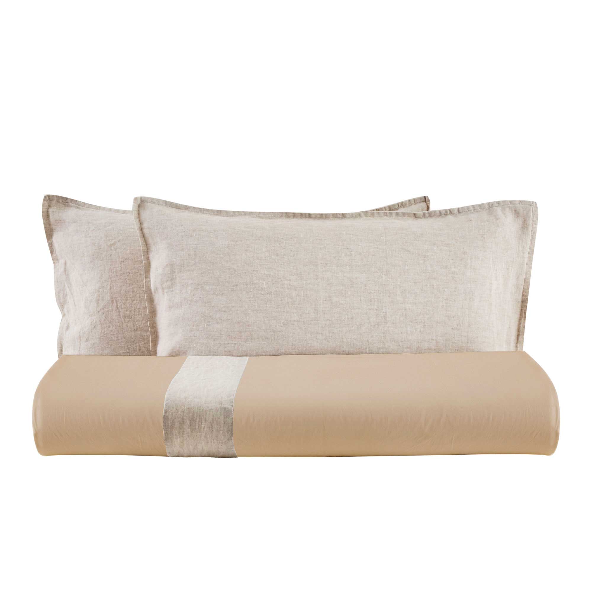 Parure Copripiumino in Flanella di Cotone con Balza in lino - Sierra Copripiumino Flanella Lisola Matrimoniale Beach 