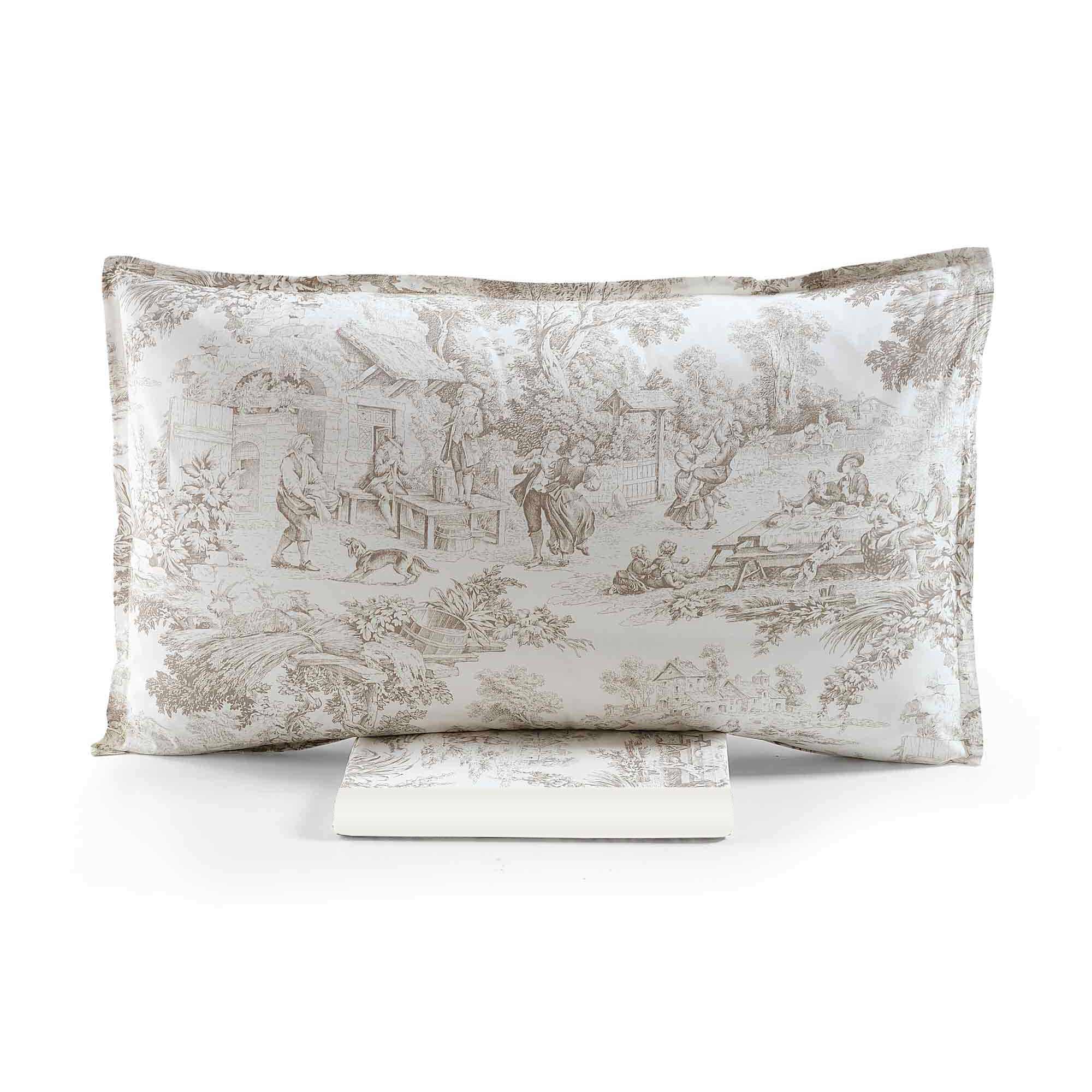 Parure Copripiumino in Flanella di Cotone Fantasia Floreale - Jouy Copripiumino Flanella Lisola Matrimoniale Beige 