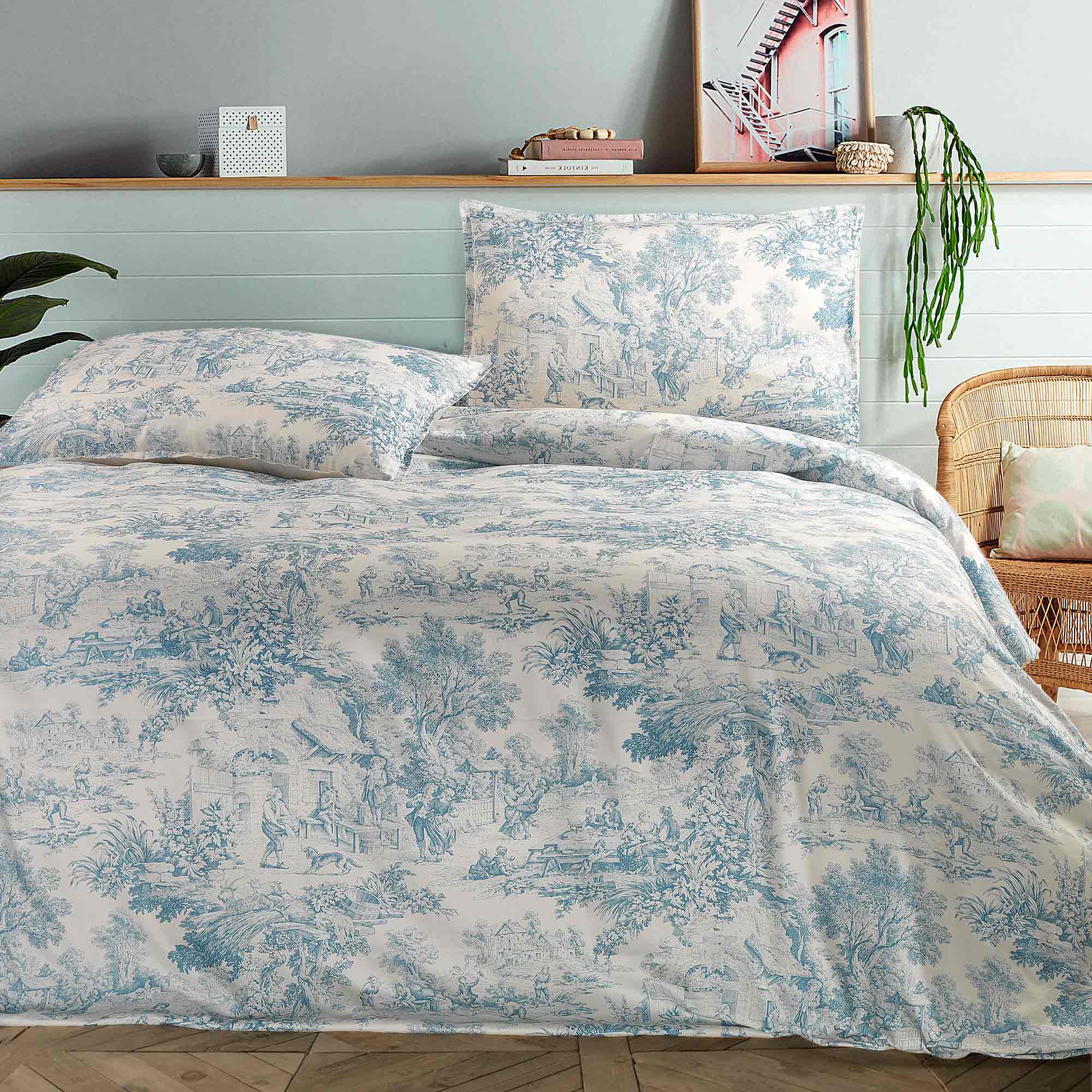 Parure Copripiumino in Percalle di Cotone - Jouy Copripiumino Lisola 