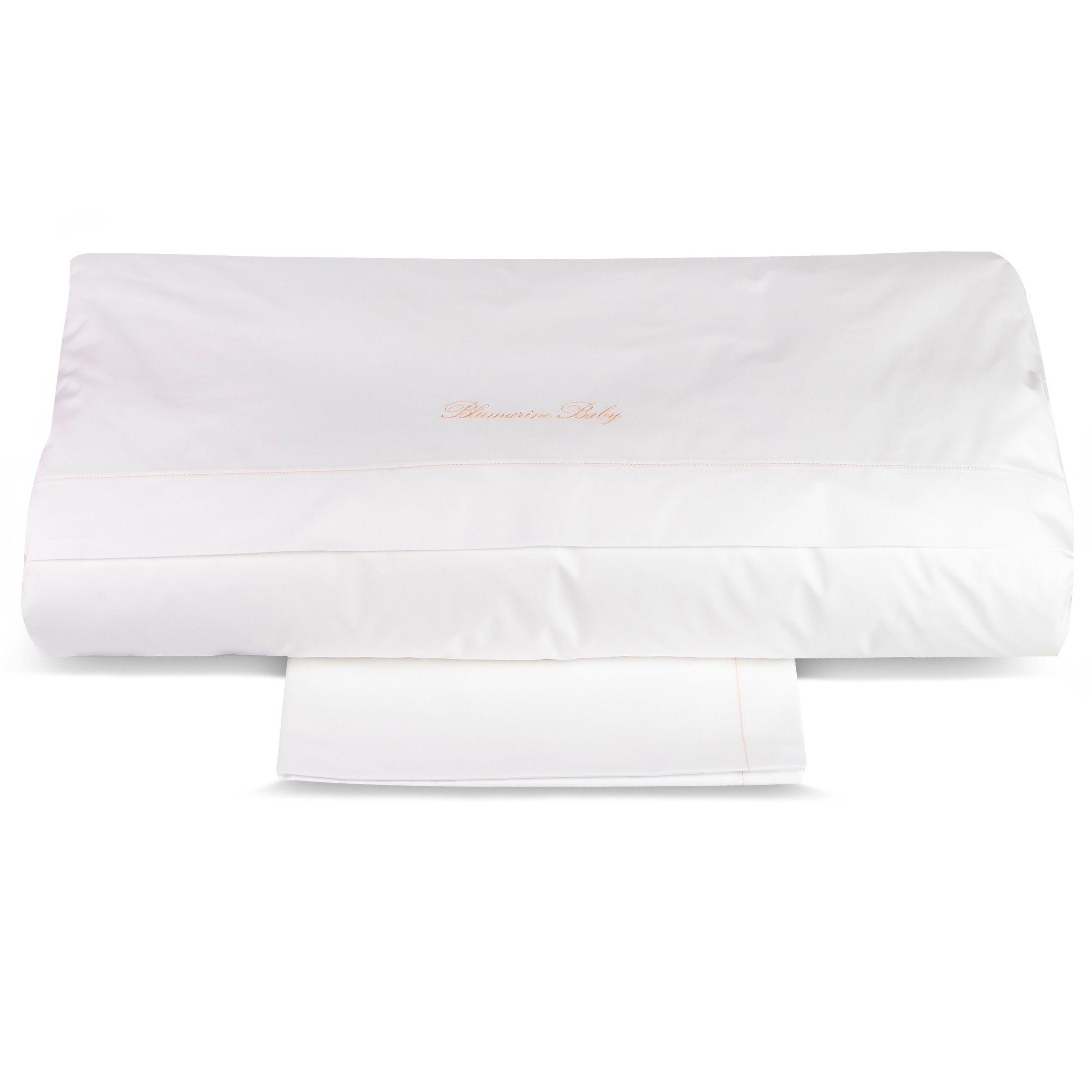 Completo Copripiumino in Percalle di Cotone per Lettino Confetto - Blumarine Baby Beige