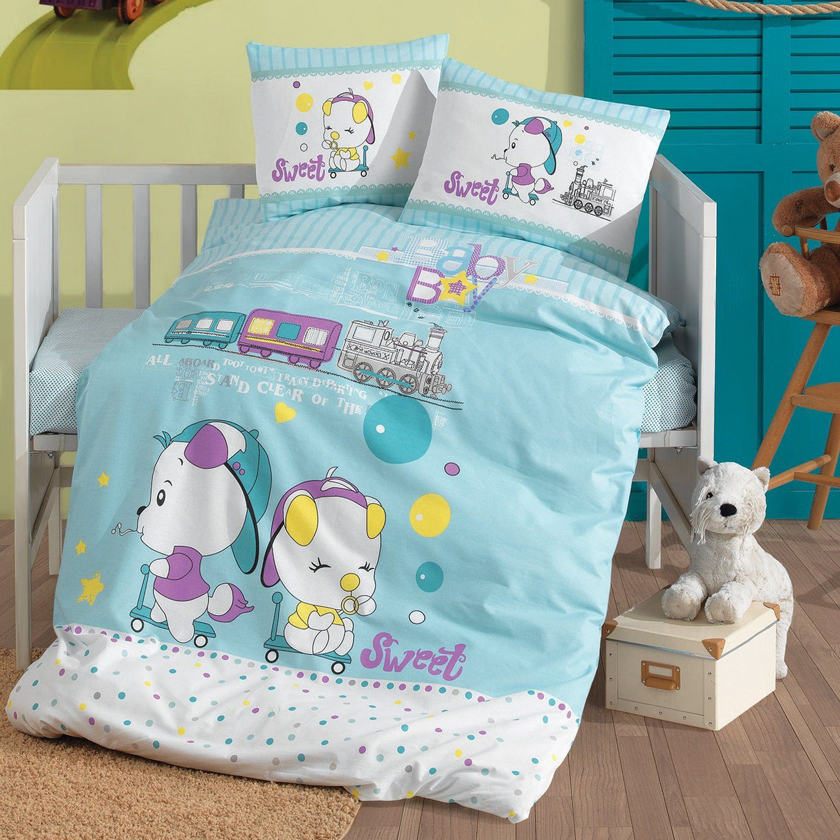 Parure Copripiumino per lettino in puro cotone con fantasia Baby Sweet - Daunex 