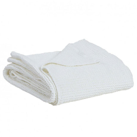 Plaid a Nido D'Ape StoneWashed in Cotone Tinta Unita - Maia Plaid Vivaraise Gesso 
