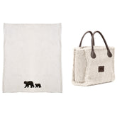 Plaid in MicroPile con Borsa Coordinata - Mountain Plaid Daunex Orso Ecru 