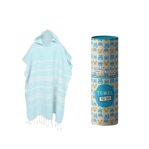 Poncho in Puro Cotone con Confezione - Ipanema Telo Mare Towel to GO Azzurro 