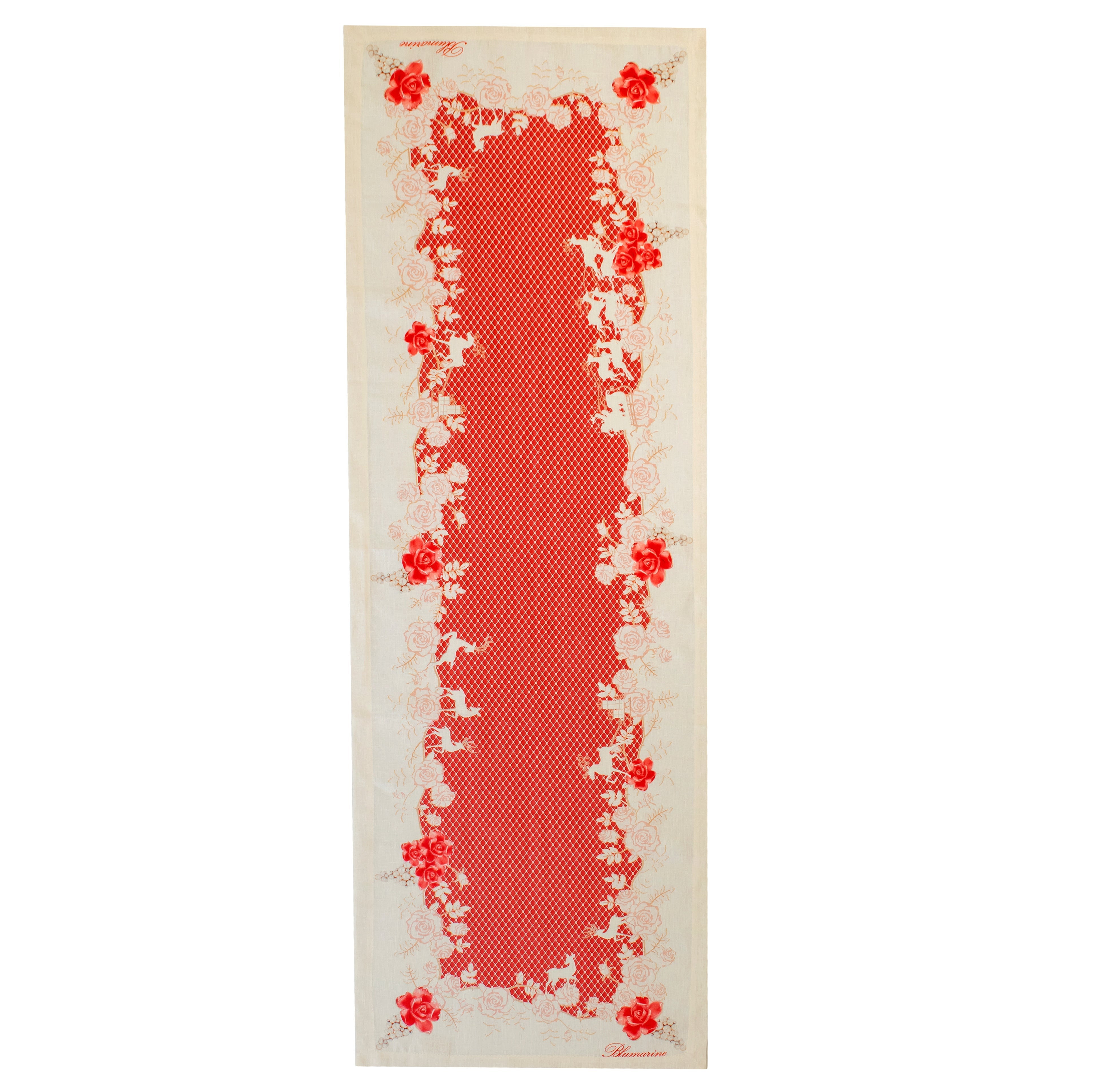 Runner in Puro Lino Stampato - Preziosa Runner Blumarine Rosso 