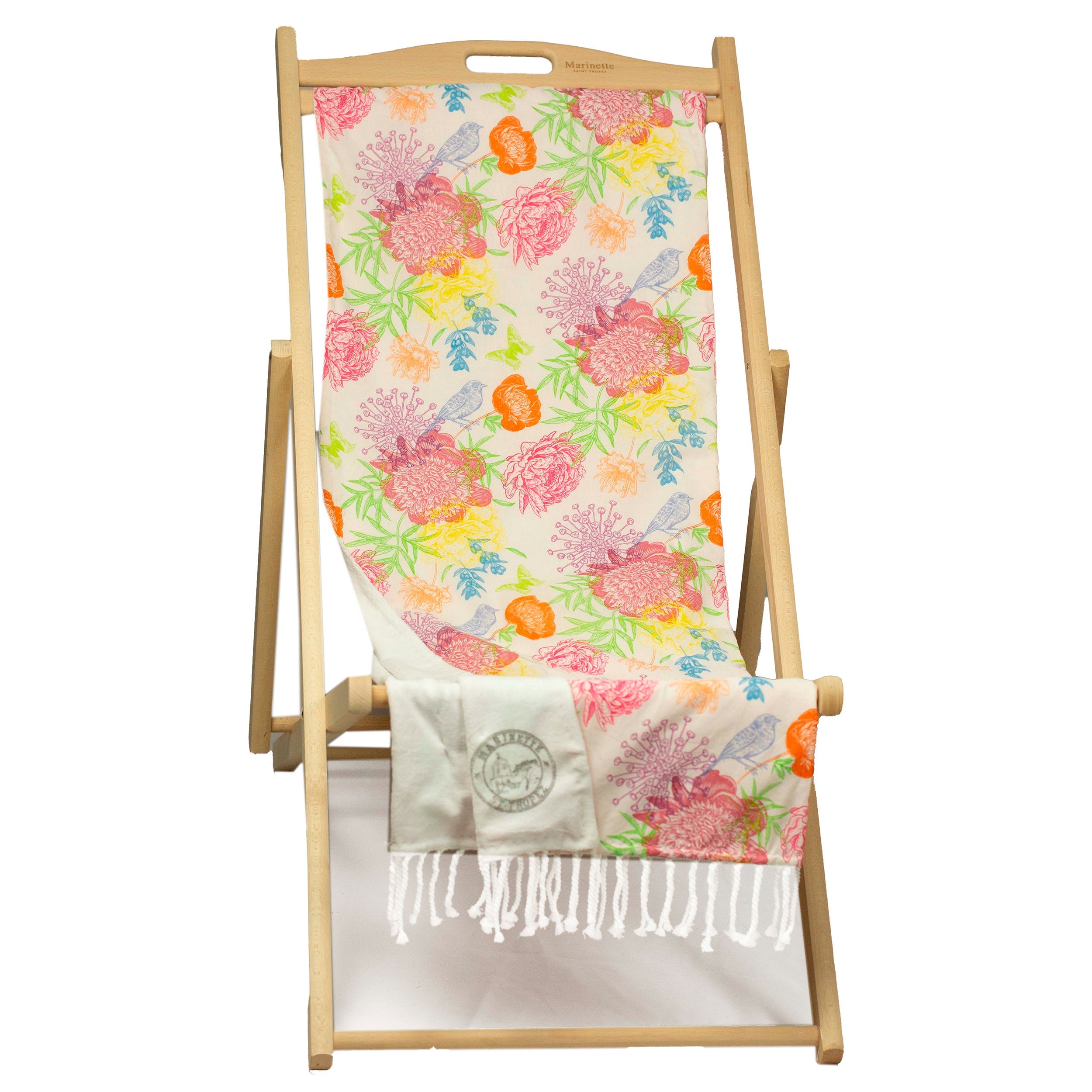 Sdraio in Legno di Faggio Fantasia Floreale - Peonia Sdraio Marinette Saint-Tropez Multicolor 