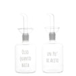 Set 2 Bottiglie in Vetro Borosilicato Serigrafate - Olio e Aceto Bottiglia Simple Day Bianco 