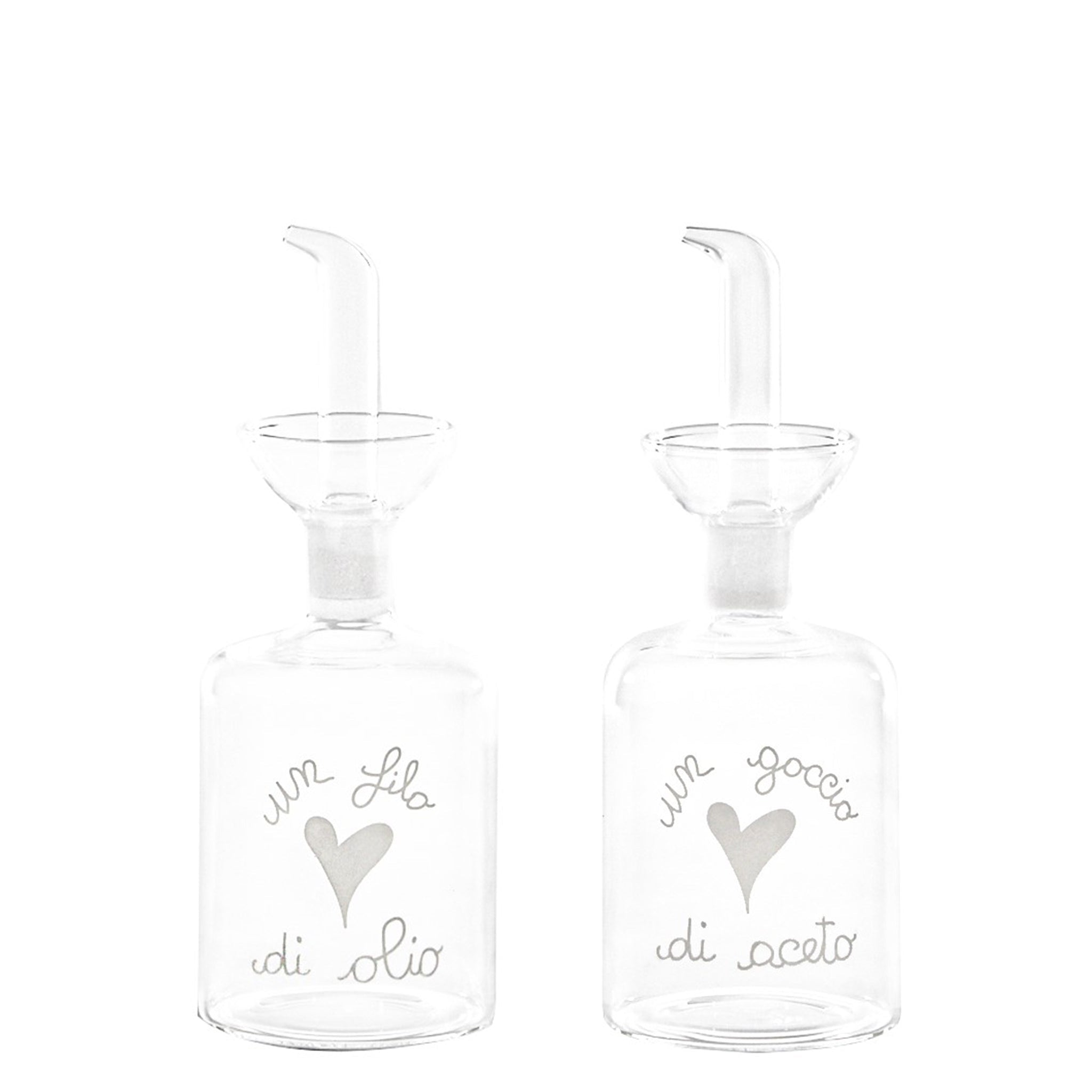 Set 2 Bottiglie in Vetro Borosilicato Serigrafate - Olio e Aceto Bottiglie Simple Day Bianco 