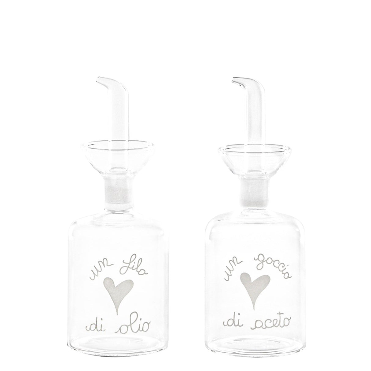 Set 2 Bottiglie in Vetro Borosilicato Serigrafate - Olio e Aceto Bottiglie Simple Day Bianco 