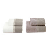 Set 2 Coppie di Spugna con Balza in Lino e Gigliuccio Coppia di spugna Lisola Bianco/Damar 