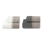 Set 2 Coppie di Spugna con Balza in Lino e Gigliuccio Coppia di spugna Lisola Bianco/Grisaglia 