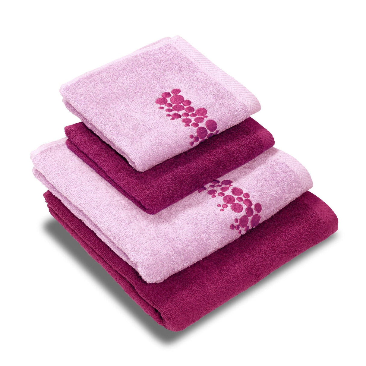 Set 2 Coppie di Spugna Ricamata - Bellaria Coppia di spugna Dea Rosa/Viola 