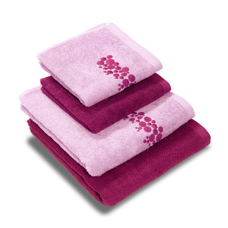 Set 2 Coppie di Spugna Ricamata - Bellaria Coppia di spugna Dea Rosa/Viola 