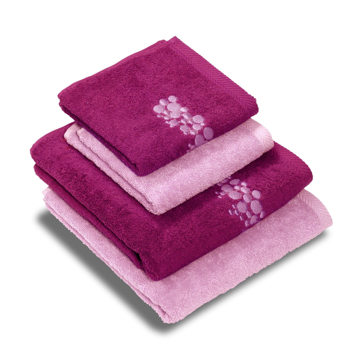 Set 2 Coppie di Spugna Ricamata - Bellaria Coppia di spugna Dea Viola/Rosa 