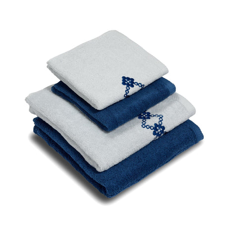 Set 2 Coppie di Spugna Ricamata - Silvia Coppia di spugna Dea Ghiaccio/Blu Mare 