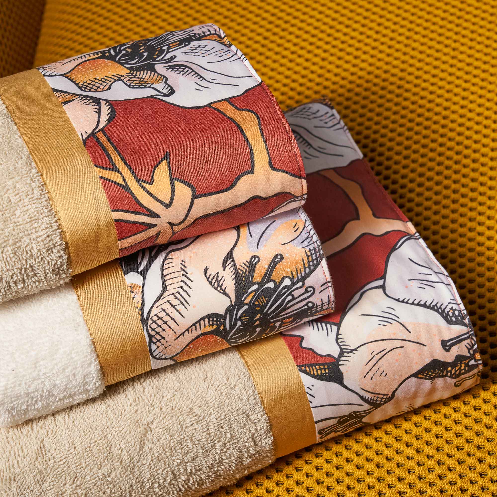 Set 2 Coppie in Spugna di Cotone con Balza in Raso - Ninfa Coppia di spugna Lisola 