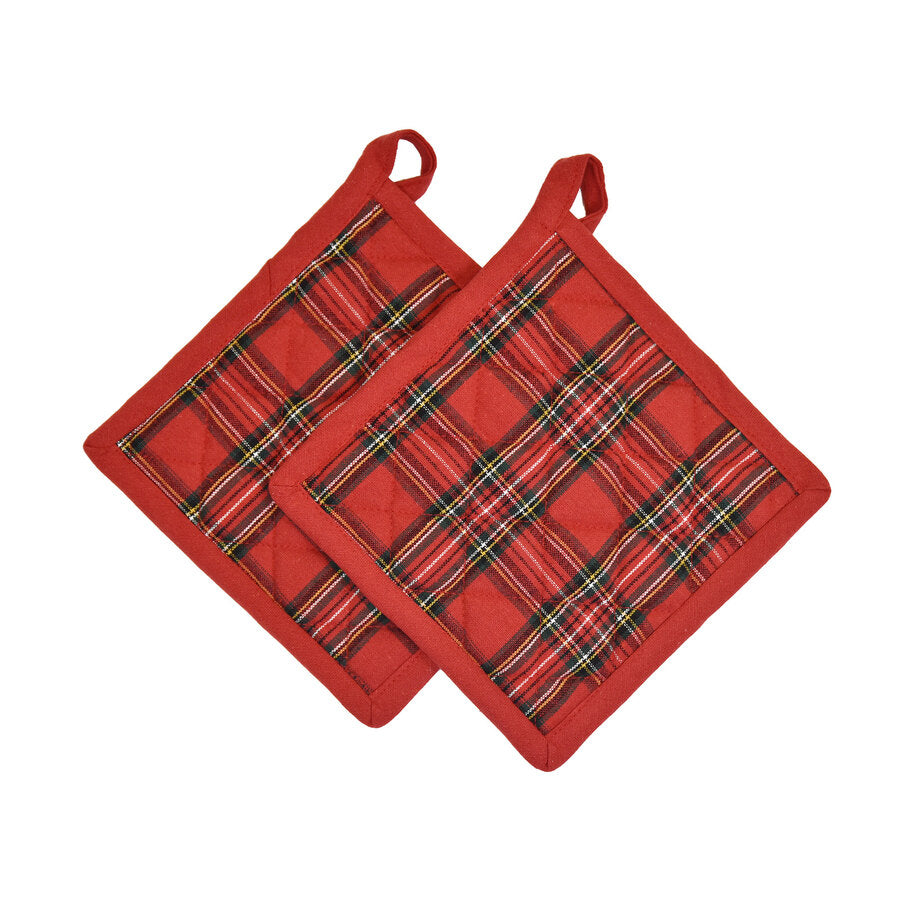 Set 2 Presine in Puro Cotone - Tartan Presina Daunex Rosso 
