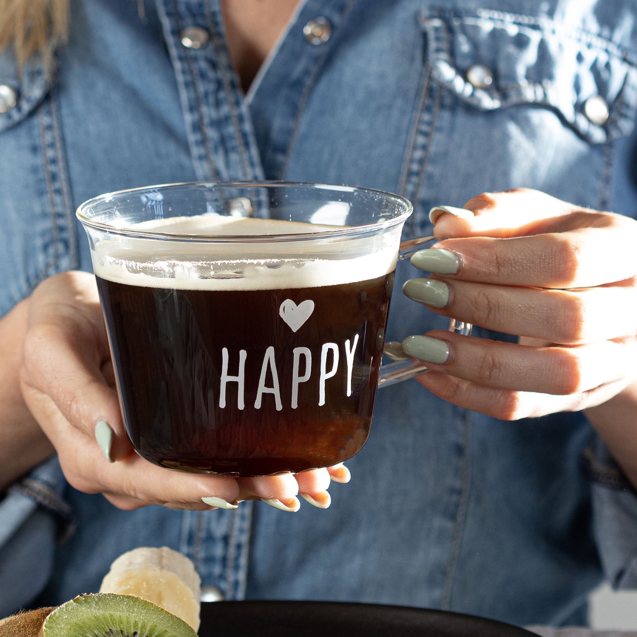 Set 2 Tazze in Vetro Borosilicato Serigrafate - Happy tazze Simple Day 