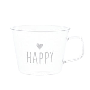 Set 2 Tazze in Vetro Borosilicato Serigrafate - Happy tazze Simple Day 