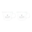 Set 2 Tazze in Vetro Borosilicato Serigrafate - Happy tazze Simple Day Bianco 