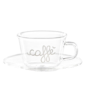 Set 2 Tazzine in Vetro Borosilicato Serigrafate - Caffè Buongiorno tazze Simple Day 
