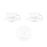 Set 2 Tazzine in Vetro Borosilicato Serigrafate - Pausa Caffè tazze Simple Day Bianco 