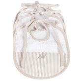 Set Bavaglini in spugna di cotone con fascia in Percalle Stampata Marina - Blumarine Baby Beige