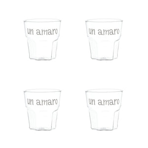 Set 4 Bicchierini in Vetro Borosilicato Serigrafati - Un Amaro Bicchieri Simple Day 