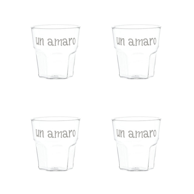 Set 4 Bicchierini in Vetro Borosilicato Serigrafati - Un Amaro Bicchieri Simple Day 