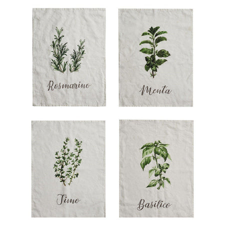 Set 4 Canovacci in Lino Stonewashed - Spezie Canovaccio Simple Day Bianco 