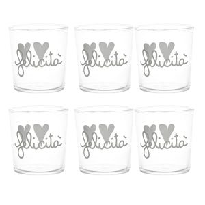 Set 6 Bicchieri Acqua Serigrafati - Felicità Bicchieri Simple Day Bianco 
