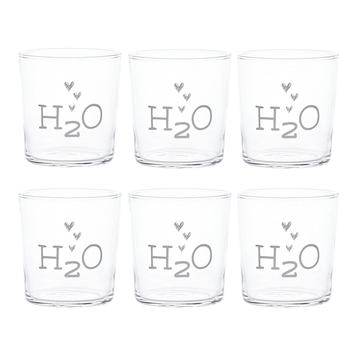 Set 6 Bicchieri Acqua Serigrafati - H2O Bicchieri Simple Day Bianco 