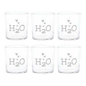 Set 6 Bicchieri Acqua Serigrafati - H2O Bicchieri Simple Day Bianco 