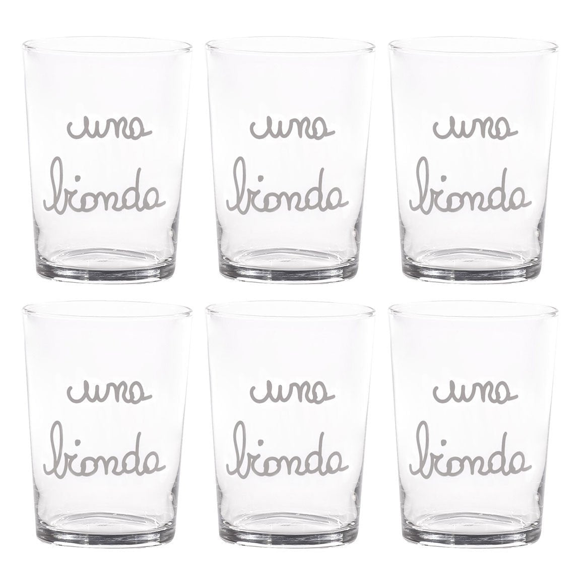 Set 6 Bicchieri Birra Serigrafati - Una Bionda Bicchieri Simple Day Bianco 