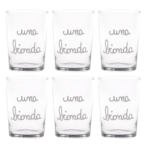 Set 6 Bicchieri Birra Serigrafati - Una Bionda Bicchieri Simple Day Bianco 